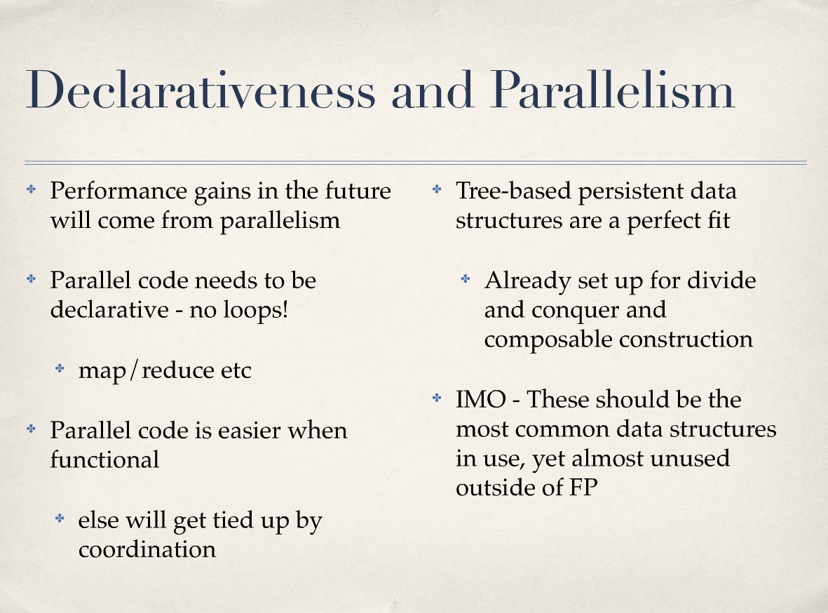 00:42:35 Declarativeness and Parallelism